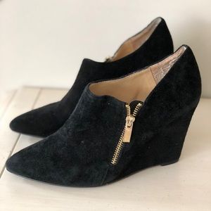 Jessica Simpson Black Suede Zipper Wedge